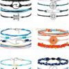 Hicarer 21 Pieces Surfer Wave Bracelet Ocean Wave Adjustable Waterproof Handmade Friendship Bracelet Anklet Jewelry for Women