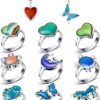 Hicarer 9 Pieces Mood Rings with 2 Mood Necklaces Color Change Ring Adjustable Size Mood Rings Set for Birthday Party Favors Carnival Costume Accessories, Boys, Girls, Adults,...