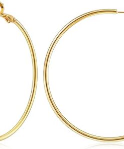 Hoop Earrings for Women 14K Real Gold Plated, 925 Sterling Silver Post Gold hoops for Women