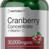 Horbäach Cranberry Concentrate Extract Pills + Vitamin C | 30,000mg | 120 Capsules | Triple Strength Ultimate Potency Formula | Non-GMO and Gluten Free Supplement