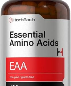 Horbäach Essential Amino Acids Supplement | 180 Capsules | Optimum Ratio with BCAAs | Non-GMO & Gluten Free EAA