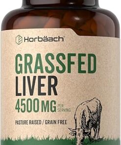 Horbäach Grass Fed Beef Liver Supplement | 4500mg | 90 Capsules | Desiccated, Pasture Raised, Grain Free, Non-GMO