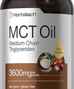 Horbäach Keto MCT Oil Capsules 3600mg | 300 Softgels | Coconut Oil Pills | Non-GMO and Gluten Free Formula | High Potency and Value Size Supplement