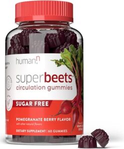 humanN SuperBeets Circulation Gummies - Heart-Healthy Energy, Grape Seed Extract & Beet Root Powder - Pomegranate Berry Flavor, 60 Count