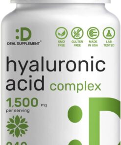 Hyaluronic Acid Supplements 1,500*mg – 240* Capsules, with MSM & Vitamin C – Pure 95% | Non-GMO + Plant Based HA – Supports Healthy Joints, Bones, Connective Tissue, & Skin...