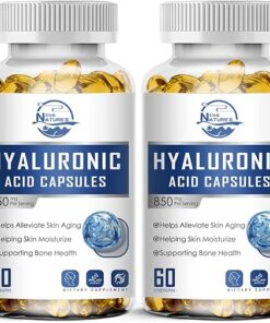 Hyaluronic Acid Supplements, 850mg High Bioavailable Dietary Hyaluronic Acid Capsules, Double Strength Skin Hydration, Joint Lubrication, Hair & Nails Support, 60 Capsules, 2Pack