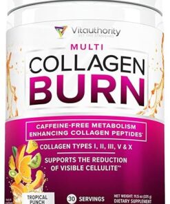 Hydrolyzed Collagen Peptides Powder for Women - Slimming Multi Collagen Burn Ultimate Beauty Complex with Hyaluronic Acid Vitamin C & Types I II III V and X Collagen for Women -...