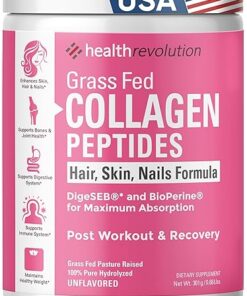 Hydrolyzed Collagen Peptides Powder - Skin, Hair, Nails & Joint Support, Grass-Fed Collagen Enhanced with Probiotics & Digestive Enzymes, Types I & III - Non-GMO, Gluten-Free,...