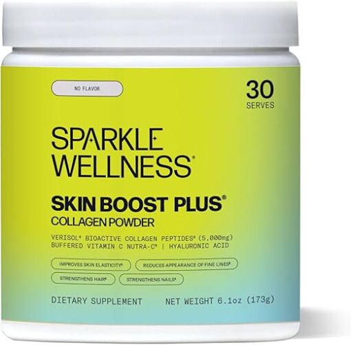 Hydrolyzed Collagen Powder - Sparkle Skin Boost Plus (No Flavor) [30-Serves] Verisol Peptides Protein Powder & Vitamin C, Non-GMO Collagen Supplement Drink, Keto Protein Powder...