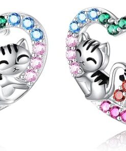 Hypoallergenic Sloth/Panda/Koala/Cat Stud Earrings for Girls Women 925 Sterling Silver Colorful Animal Heart Earring Studs for Sensitive Ears Sloth Jewelry Gifts.