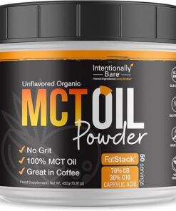 Intentionally Bare Organic MCT Oil Powder - Zero Net Carbs & No Grit MCT Powder for Body & Brain - Vegan MCT Creamer for Coffee, Tea, Shakes, Smoothies & Baking with 70% C8 &...