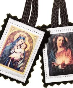 Intercession St Carmel Wool Scapular - Made by Carmelite Nuns (Brown Cord - 23 in)