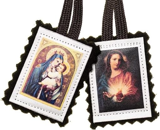 Intercession St Carmel Wool Scapular - Made by Carmelite Nuns (Brown Cord - 23 in)