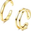 IRONBOX 14K Gold Filled Toe Rings for Women Simple Open Band Toe Ring Adjustable Toe Rings