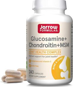 Jarrow Formulas Glucosamine + Chondroitin + MSM Capsules, Joint Support Supplement with Vitamin C and Manganese, 240 Capsules, 60 Day Supply