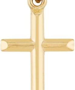 JEWELHEART 14K Real Gold Cross Pendant - Classic Small Cross Pendant Charm - Religious 14K Yellow Gold Jewelry For Men Women Boys Girls