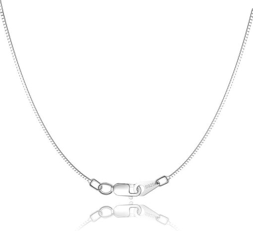 Jewlpire Solid 18K Gold Over 925 Sterling Silver Chain Necklace for Women Girls, 0.8mm Box Chain Lobster Claw Clasp-Super Thin & Strong Necklace Chain 16/18/20/22/24 Inch