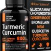 Joint Support Supplement with Turmeric Curcumin Glucosamine Chondroitin MSM Ginger Bromelain Nutritional Herbal Supplements for Men & Women, Helps with Inflammatory Response,...