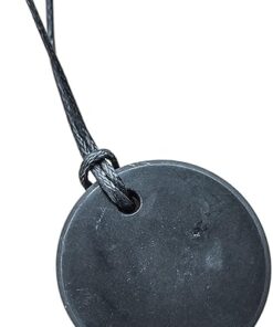 Karelian Heritage Round Shungite Pendant | Authentic Shungite Stones Amulet Jewelry Necklace | Defender Shield Protection Necklace Stone | Chakra Healing Necklace Quantum Pendant