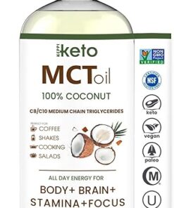 Keppi Keto MCT Oil - Flavorless C8 and C10, Non-GMO, Certified Gluten-Free, Palm Oil Free, Vegan, Kosher, Halal, 32 oz Coconut Oil