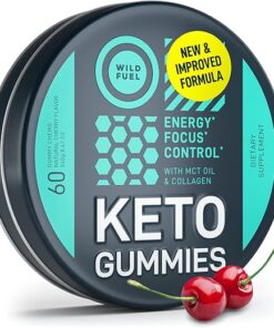 Keto Candy MCT Oil Keto Gummies with Collagen - Pre Workout Keto Gummy Energy Chews - Physical and Mental Energy, Low Carb, Low Calorie Best Keto Gummies - 60 Cherry Healthy...