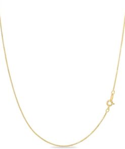 KEZEF 18k Gold Over Sterling Silver 1mm Box Chain Necklace Made in Italy | Sterling Silver Necklace Chain For Women | Gold Chain Necklace for Women, Men