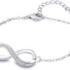 Kuschelkatz Adjustable Infinity and Heart Bracelet with 1 Carat Moissanite in 925 Sterling Silver,Gift for Her, Wife, Girlfriend, Mother, Suitable for All Occasions