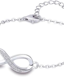 Kuschelkatz Adjustable Infinity and Heart Bracelet with 1 Carat Moissanite in 925 Sterling Silver,Gift for Her, Wife, Girlfriend, Mother, Suitable for All Occasions