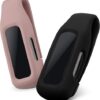 kwmobile 2X Clip Holders Compatible with Fitbit Inspire 3 / Inspire 2 / Ace 3 - Clip-On Holder Replacement Set - Black/Dark Rose