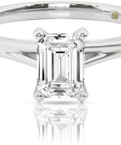 Lab Grown 1/2-2 Carat Lab Grown Solitaire Diamond Ring for Women | 14K White Gold Oval, Round, Pear and Emerald Cut Diamond Ring | Sparkling GH VS/SI Diamond Jewelry