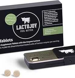 LactoJoy Lactase Pills I 45 Pieces I Powerful Lactase Enzymes for Lactose Intolerance I Ultra Pure Lactase for Improved Digestion I 100% Vegan