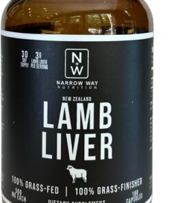 Lamb Liver Regeneratively Raised in New Zealand (180 Capsules), 100% Grass-Fed & 100% Grass-Finished, 30 Day Supply at 6 Capsules Daily (Kosher Bovine Gelatin Capsules)