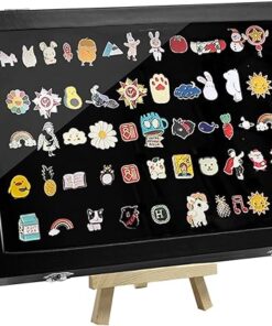 Large Enamel Pin Display Frame,14" X 9.5" Shadow Box for Wall and Tabletop Display Pin Collection Display Case Pin Display Board for Military Medals, Jewelry Pin Badge...