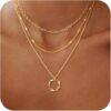 Layered Gold Necklaces for Women, Stackable Dainty 14K Real Gold Plated/Silver Chain Necklace Layering Beach Cute Fashion Pendant Choker Necklaces Trendy Jewelry Set Gifts for...