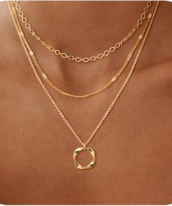 Layered Gold Necklaces for Women, Stackable Dainty 14K Real Gold Plated/Silver Chain Necklace Layering Beach Cute Fashion Pendant Choker Necklaces Trendy Jewelry Set Gifts for...