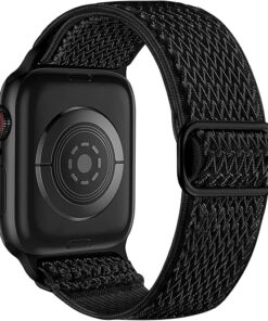 Lerobo Nylon Stretchy Solo Loop Watch Band, Compatible with Apple Watch Series 1-9, SE, Ultra 38/40/41/42/44/45mm, Adjustable Replacement Strap for Women Men