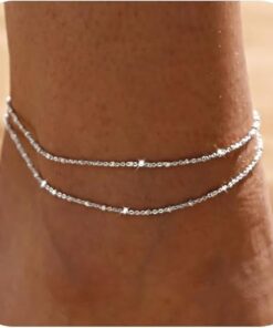 LEXODY Silver/Gold Anklets for Women, Sterling Silver Evil Eye Ankle Bracelets for Women Trendy Dainty Waterproof Anklets Set Adjustable Layered Anklet Bracelets for Women...