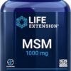 Life Extension MSM, 1000 mg, methylsulfonylmethane, supports healthy joints, helps relieve muscle and joint discomfort, antioxidant support, gluten-free, non-GMO, 100 capsules