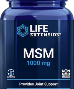 Life Extension MSM, 1000 mg, methylsulfonylmethane, supports healthy joints, helps relieve muscle and joint discomfort, antioxidant support, gluten-free, non-GMO, 100 capsules