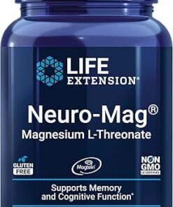 Life Extension Neuro-mag Magnesium L-threonate, Magtein, Magnesium Supplement, Brain Health, Memory & Attention, Gluten Free, Vegetarian, Non-GMO, 90 Vegetarian Capsules