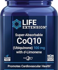 Life Extension Super-Absorbable CoQ10 (Ubiquinone) with d-Limonene – Heart Health, Fight General Fatigue, Better Absorption – Gluten-Free, Non-GMO – 60 Softgels