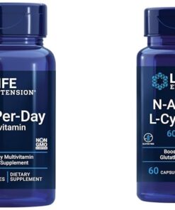 Life Extension Two-Per-Day Multivitamin, Vitamins B, C, D, zinc, 25 Vitamins, Minerals & extracts, 120 Capsules Bundle with N-Acetyl-L-Cysteine (NAC) 600 mg, 60 Capsules