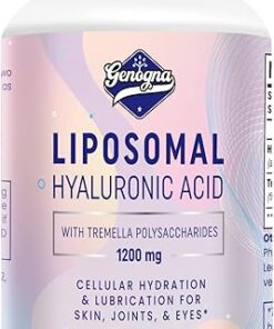 Liposomal Hyaluronic Acid Supplements 1000mg-High Bioavailable Dietary Hyaluronic Acid Capsules with Tremella Polysaccharides,Double Strength Skin Hydration,Joint Lubrication,1Pack