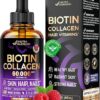 Liquid Biotin & Collagen - Vitamins for Hair Growth Support for Women & Men - Extra Strength 60000 mcg Drops - B7 Supplement - Strong Nails & Healthy Skin - 98% Faster...