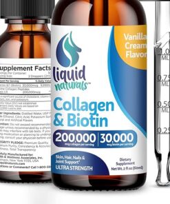 Liquid Collagen, 2 Fl. Oz Ultra-Strength Liquid Collagen for Women, Vitamin B7 Collagen Peptides, Biotin and Collagen Supplements for Hair, Skin, Nails - Vanilla Cream Flavor