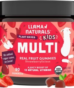 Llama Naturals Real Fruit Gummy Vitamins for Kids, No Added Sugar Cane, Beta Carotenes, Whole Food Multivitamin, Vegan Toddler Gummies, Plant Based, Organic, Chewable 90 ct...