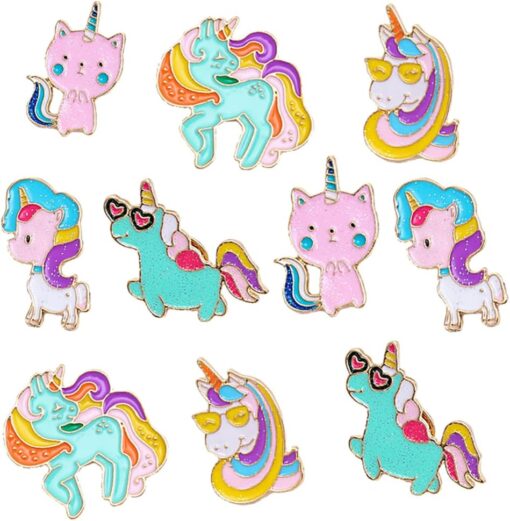 LUOZZY 10pcs Unicorn Enamel Pins Set Cute Pins for Backpacks Aesthetic Kawaii Animal Lapel Pin Brooch Pin Breastpin Unicorn Gifts Unicorn Party Supplies