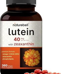 Lutein 40mg and Zeaxanthin 1,600mcg Per Serving, 360 Softgels | 4 in 1 with Omega-3s, Astaxanthin, & Phospholipids – Marigold Flower Extract – Eye Antioxidant Vitamins – Non-GMO