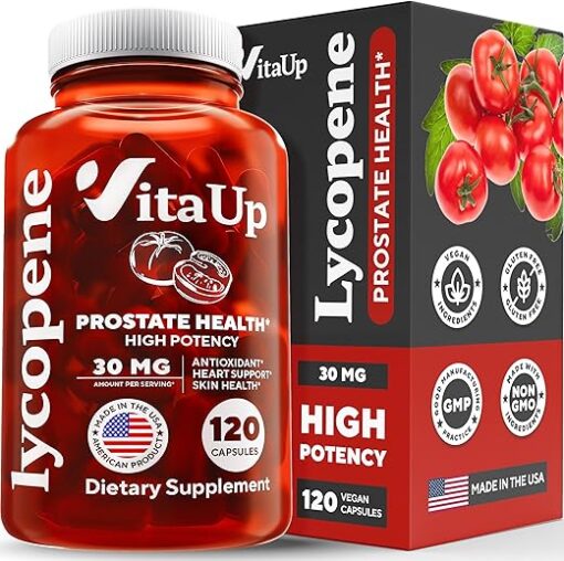 Lycopene Supplement - USA Made Lycopene 30mg - Lycopene Powder Capsules - Prostate Supplements for Men - Lycopene Supplements for Prostate Health, Heart Health & Immune Support...