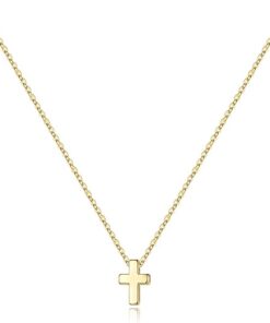 M MOOHAM Cross Necklace for Women Girls, Dainty Gold Plated Cross Pendant Necklace Sideways Cross Choker Layered Cross Necklace for Women Girls